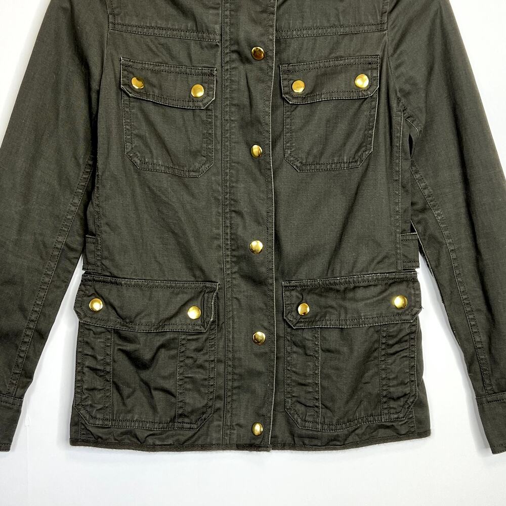 J. Crew Relaxed Boyfriend Field Jacket Green Womens XXS Military Style Cotton - Picture 5 of 12